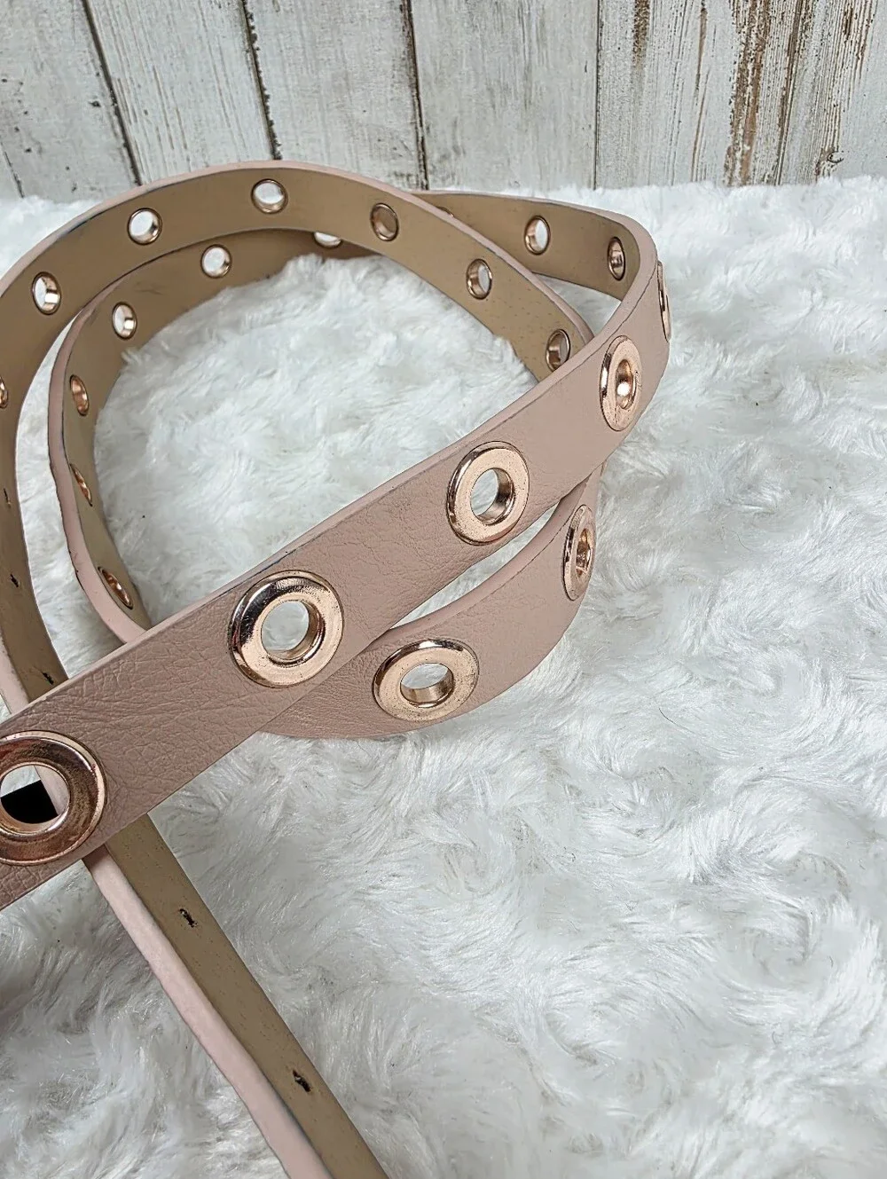 Women's Pink Grommet Detail Leather Belt